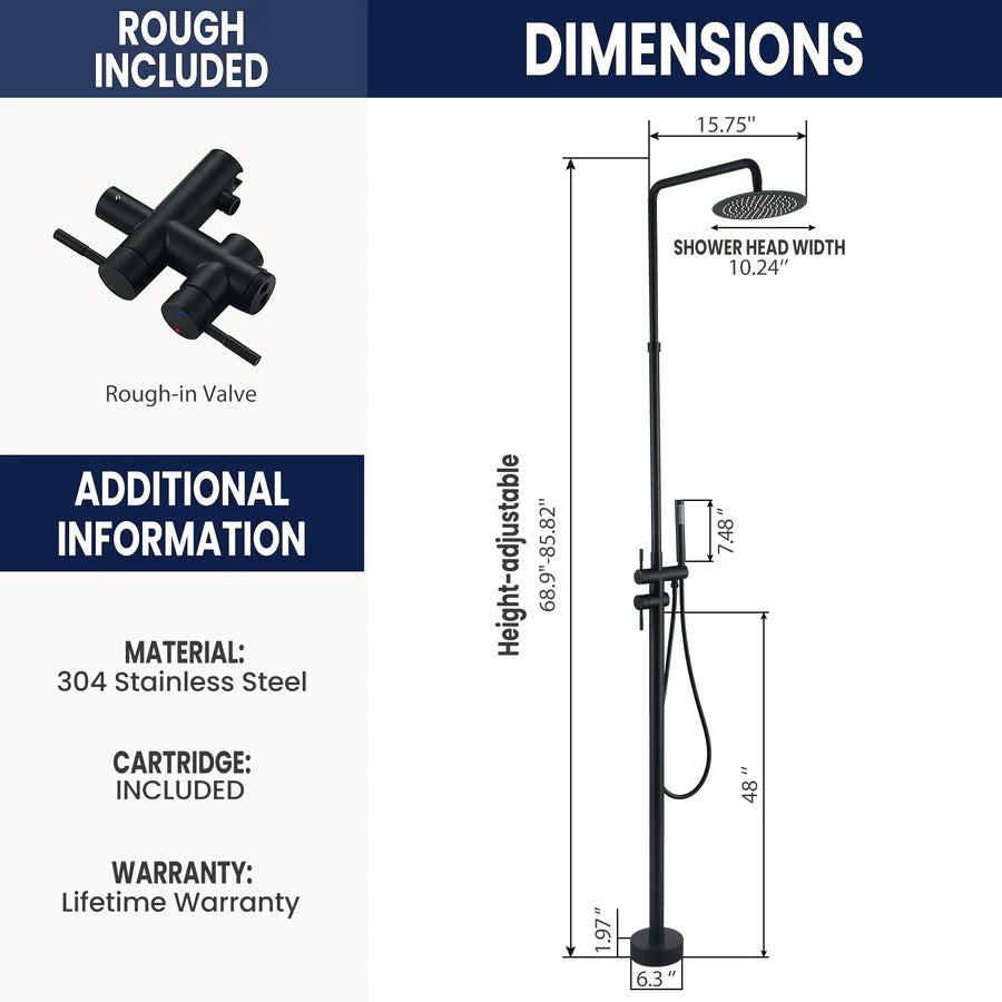 Mooroca Stainless Steel Freestanding Outdoor Shower