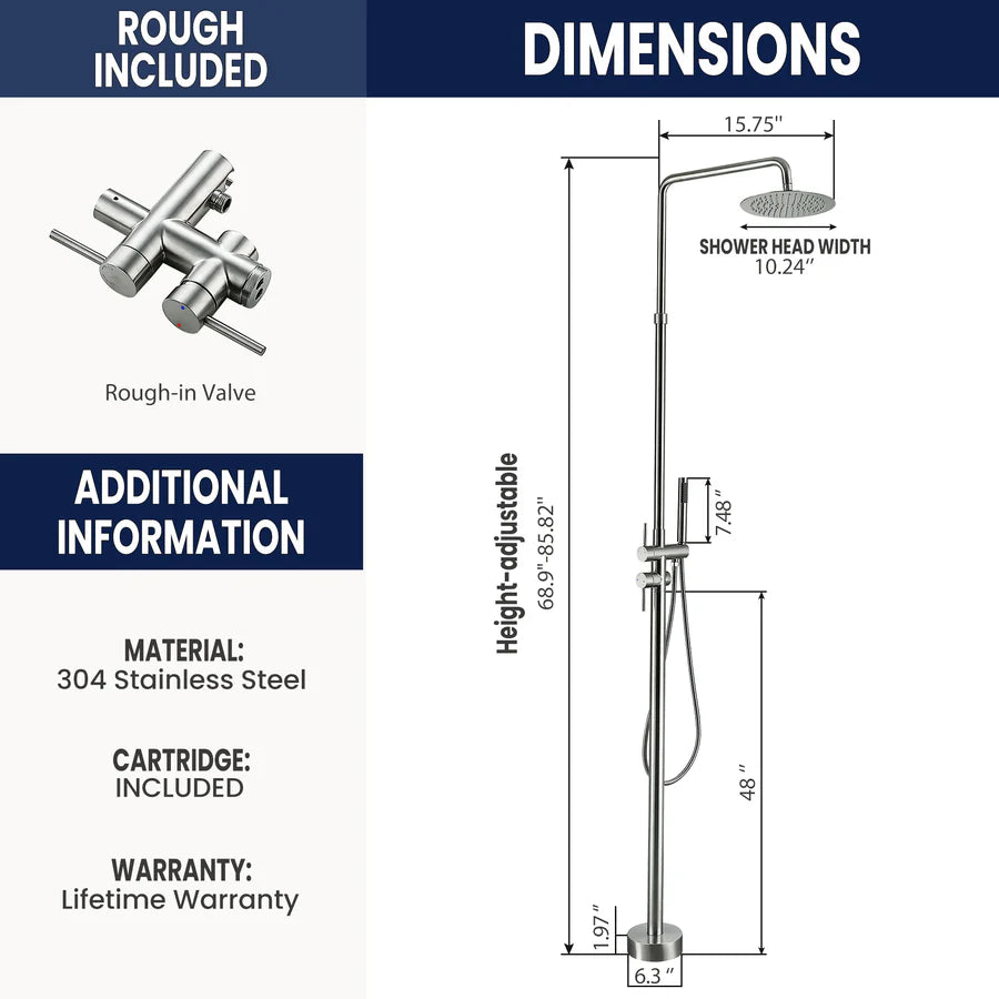 Mooroca Stainless Steel Freestanding Outdoor Shower