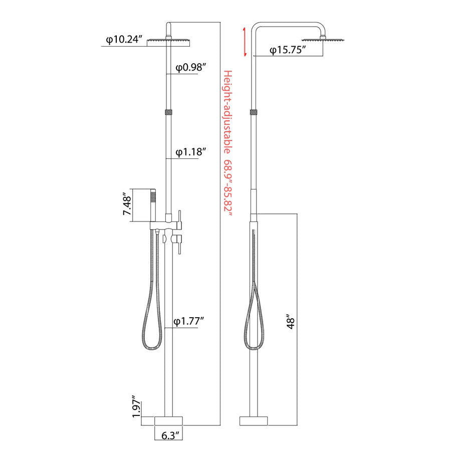 Mooroca Stainless Steel Freestanding Outdoor Shower