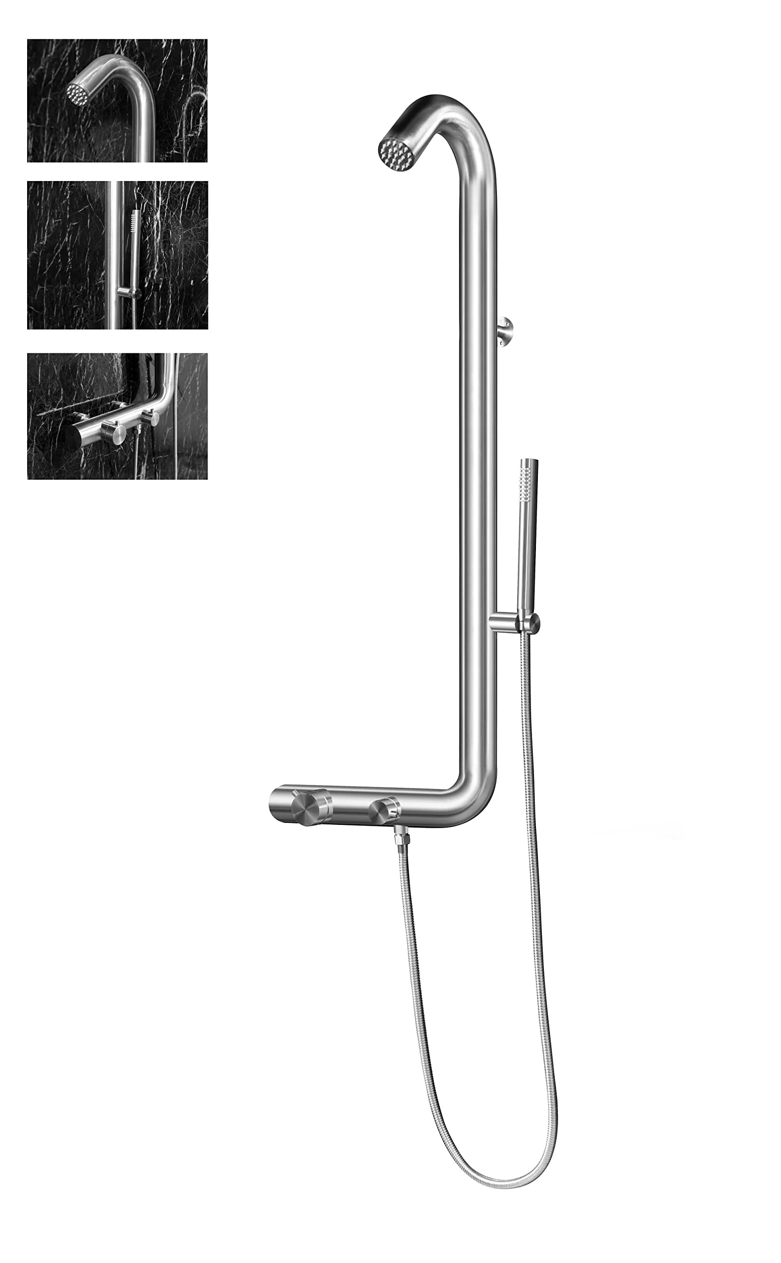 Wayime 45 x 16" Separable & Composable Wall-Mounted Brushed Stainless Steel 304 Rainfall Indoor Outdoor Shower System