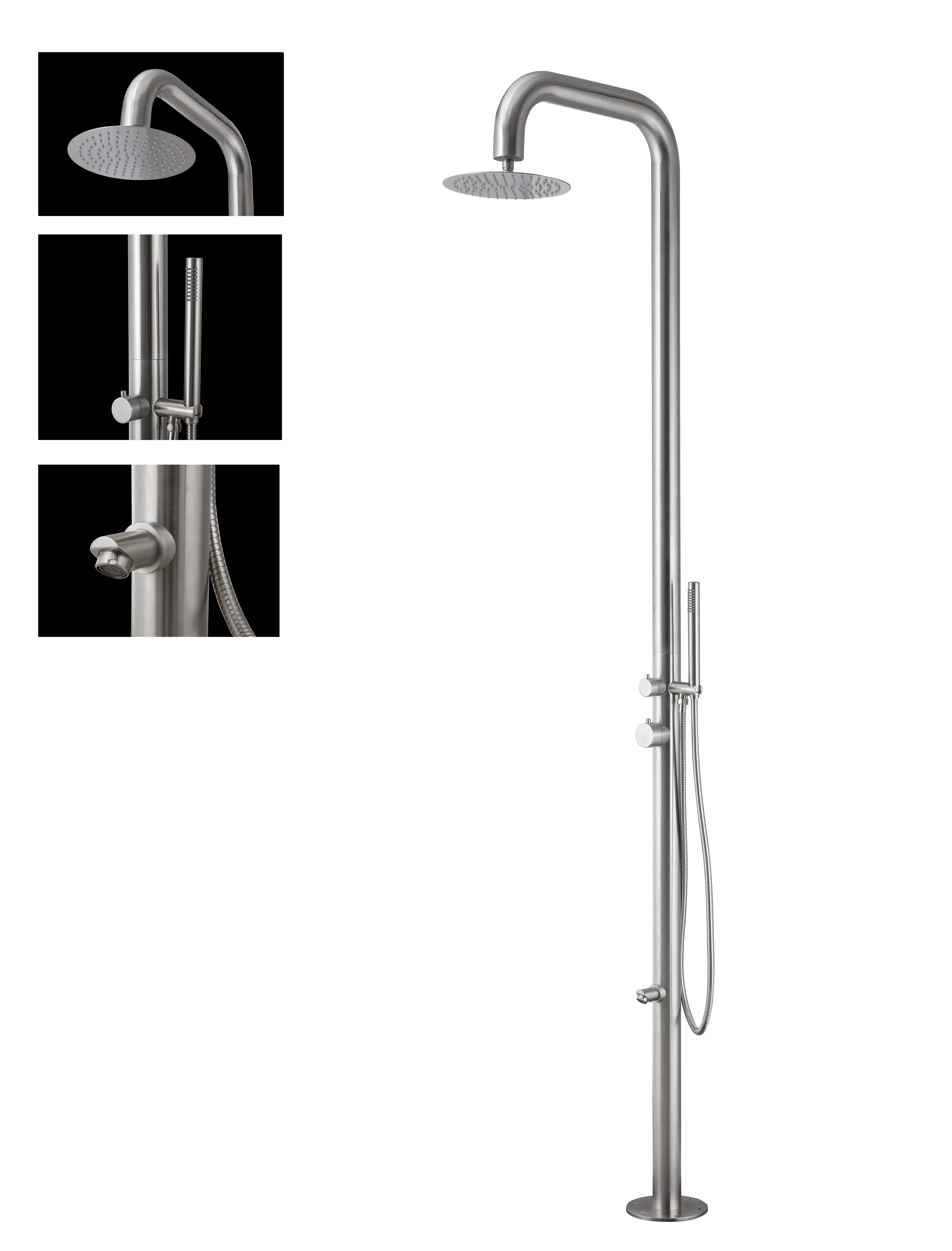 Wayime 91" Separable & Composable Free-Standing Brushed Stainless Steel 304 Rainfall Outdoor Shower