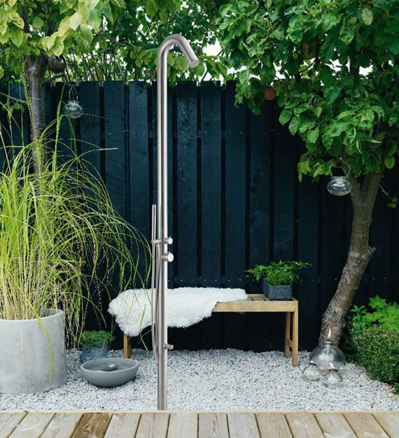 Wayime 91" Separable & Composable Free-Standing Brushed Stainless Steel 304 Spary Outdoor Shower