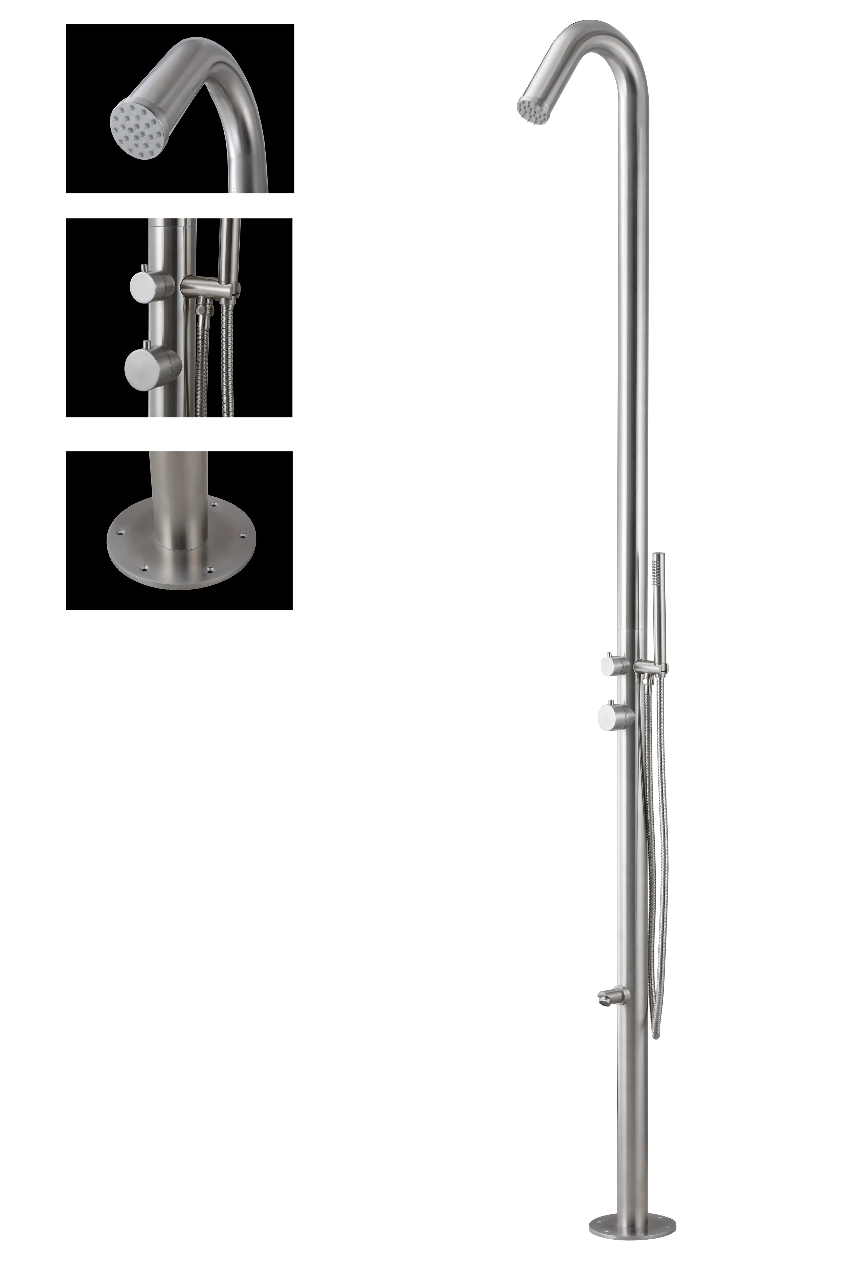 Wayime 91" Separable & Composable Free-Standing Brushed Stainless Steel 304 Spary Outdoor Shower